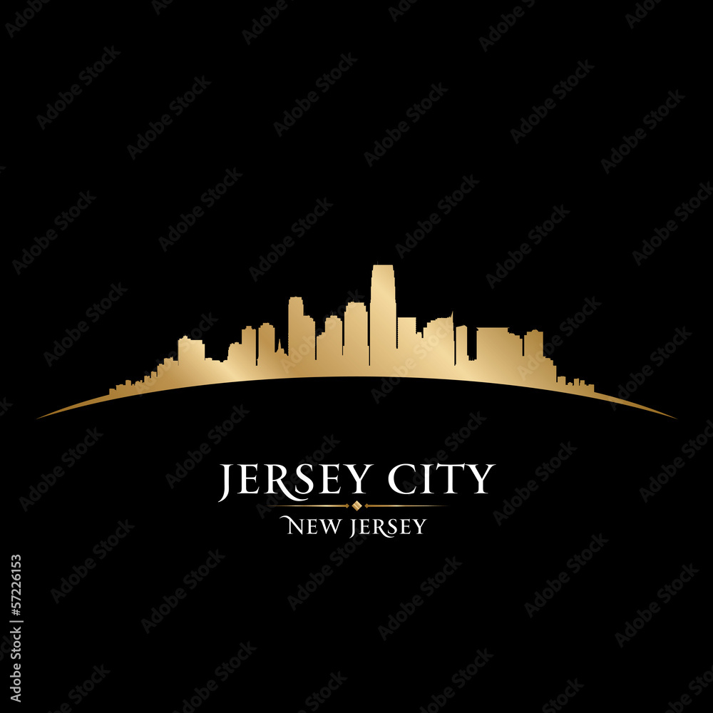 Jersey city New Jersey skyline silhouette black background
