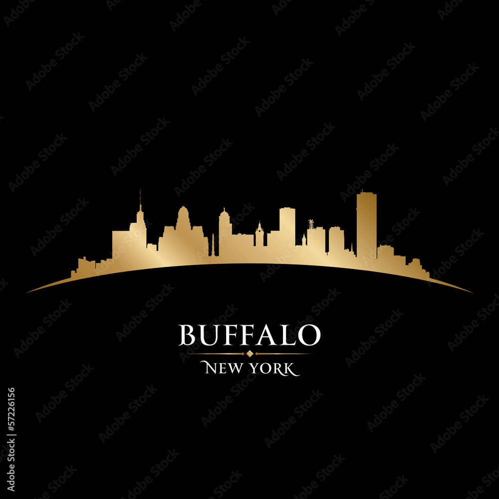 Buffalo New York city skyline silhouette black background