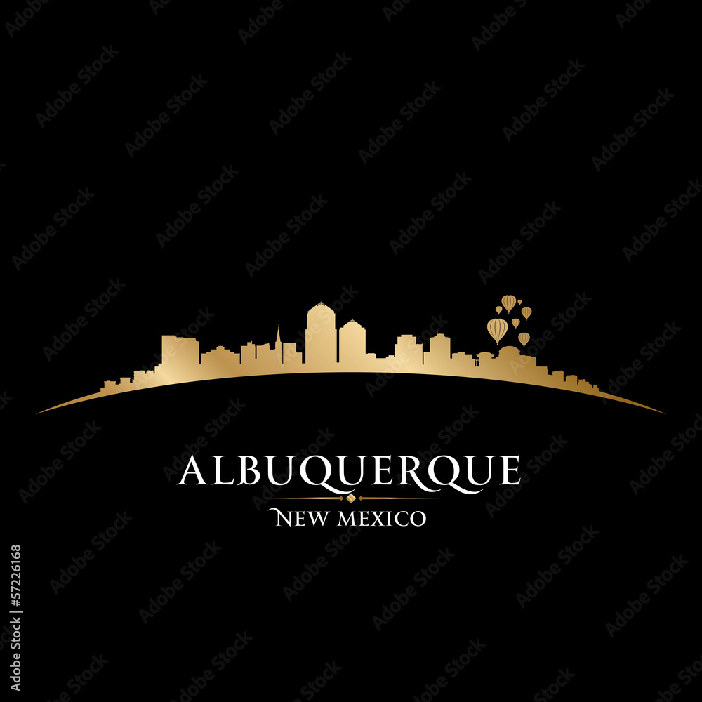 Albuquerque New Mexico city skyline silhouette black background