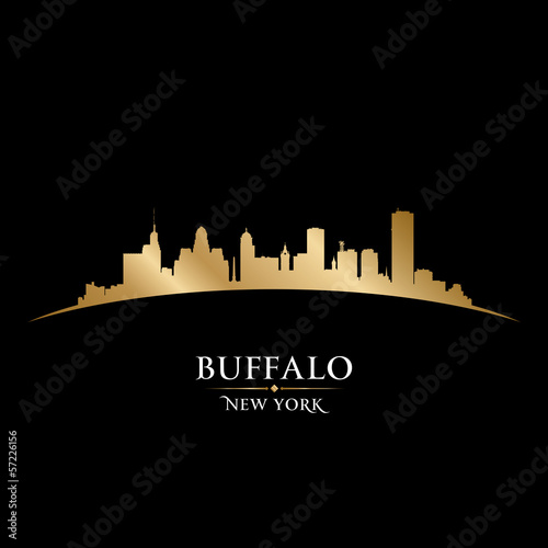 Buffalo New York city skyline silhouette black background