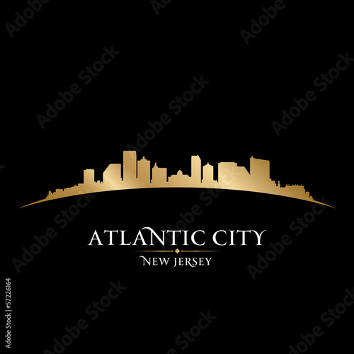 Atlantic city New Jersey skyline silhouette black background photo