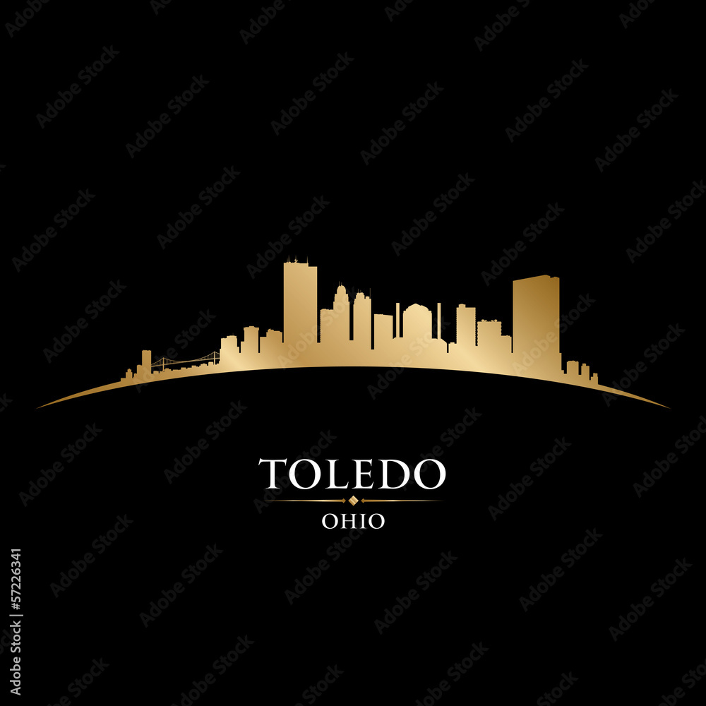 Toledo Ohio city silhouette black background