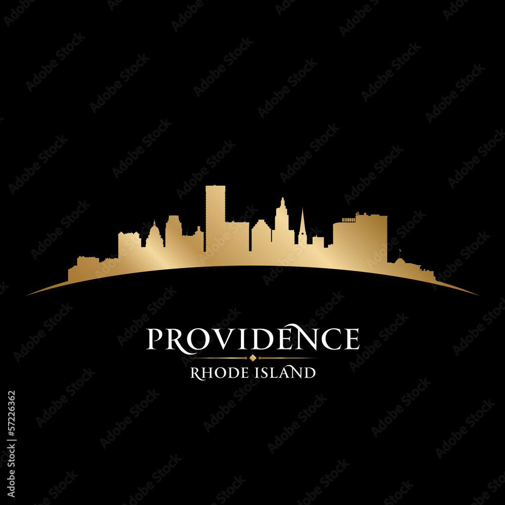 Providence Rhode Island city silhouette black background