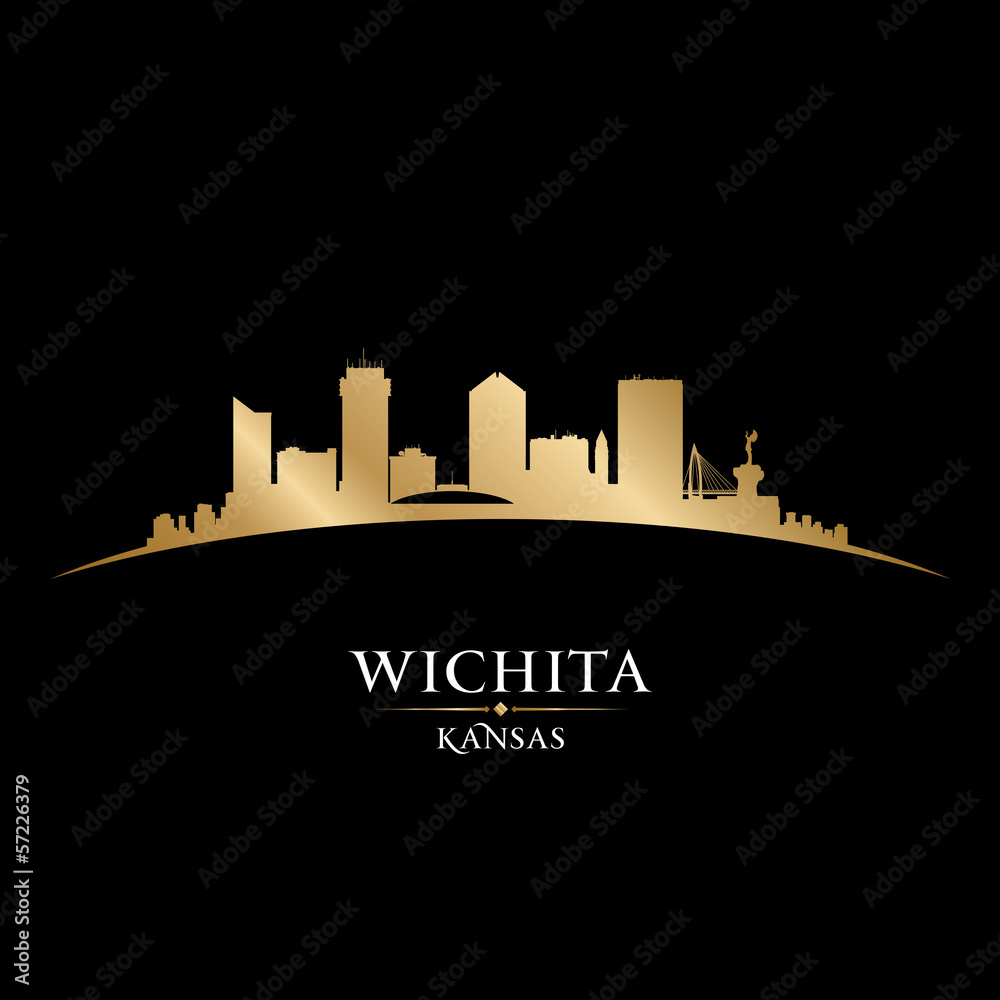 Wichita Kansas city silhouette black background