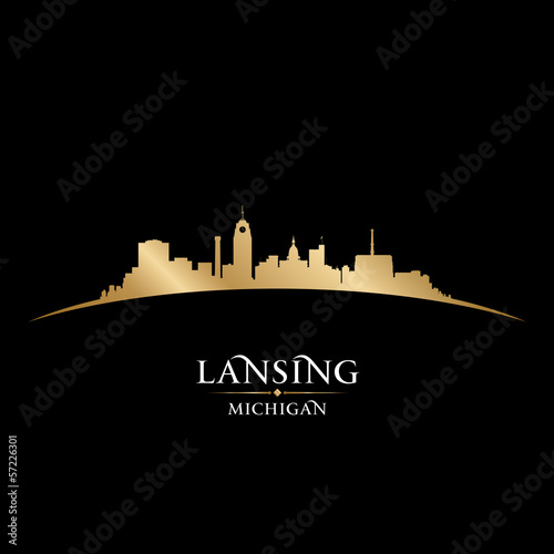 Lansing Michigan city silhouette black background