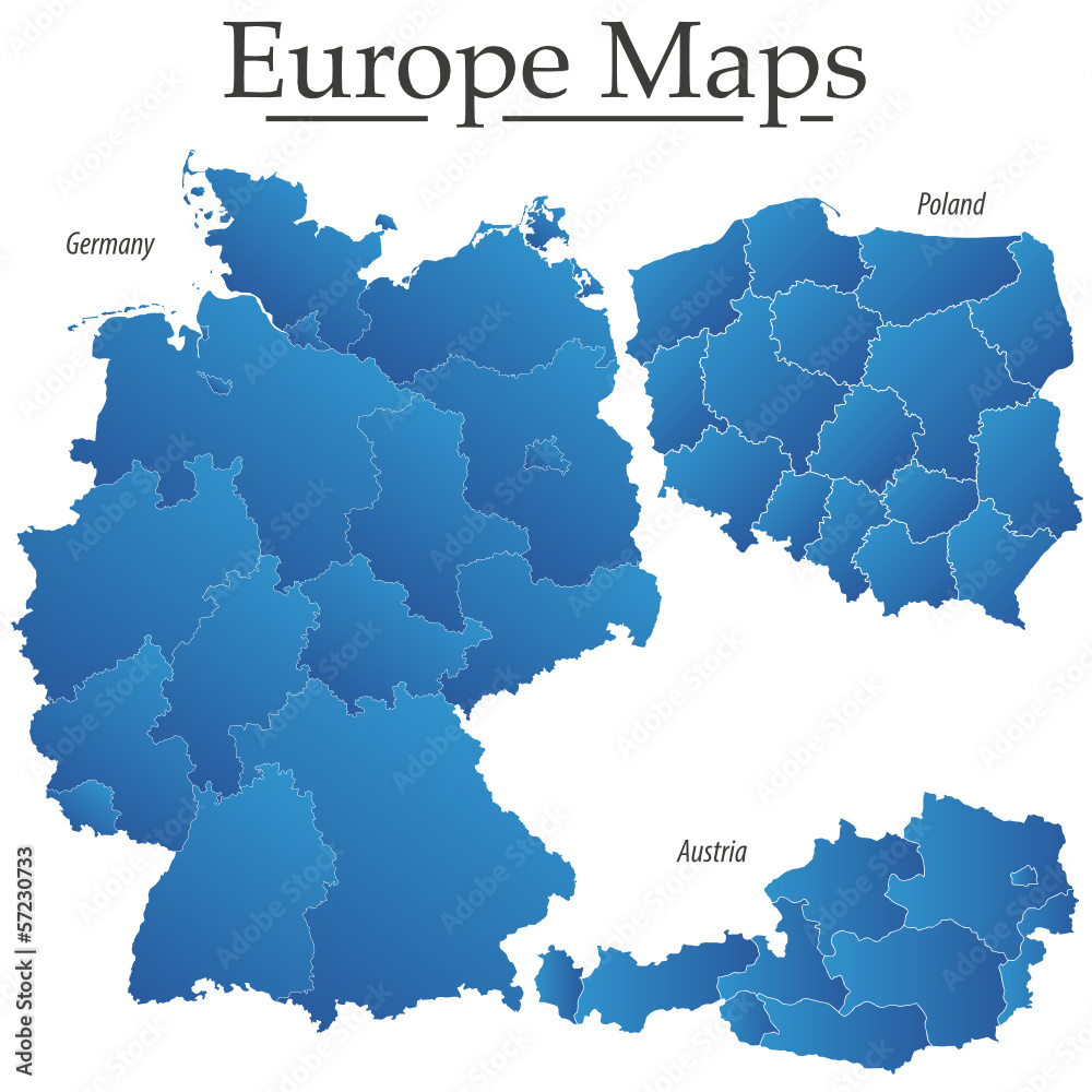 Naklejka premium Niemcy Kraj związkowy Mapa Polska Austria