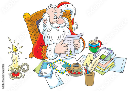 Father Christmas reading letters from children