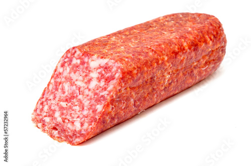 smoked sausage on a white background