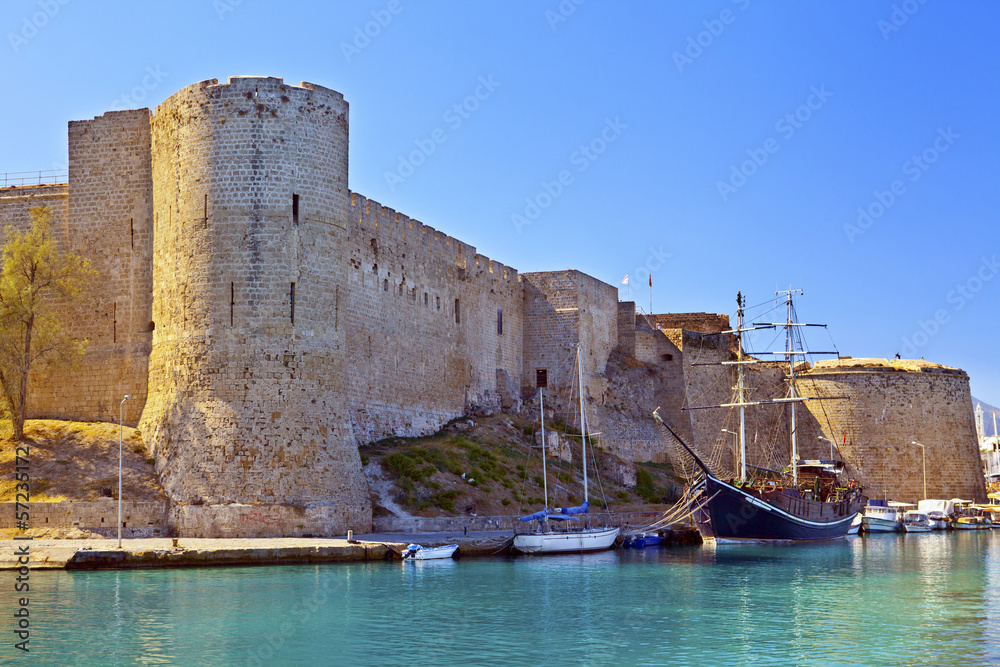 Historic Castle in the old harbor at Kyrenia, Cyprus.