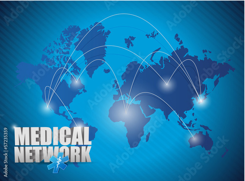 world map medical network illustration