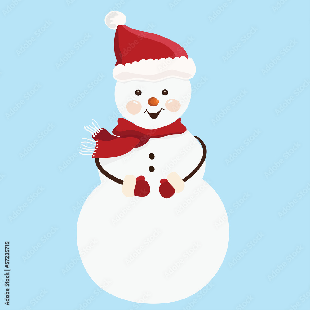 Cartoon cute snowman in vector