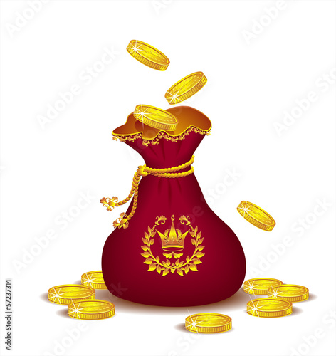 Royal bag with gold coins