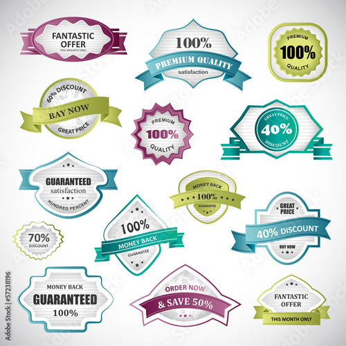 Badges And Labels Set - Isolated On Gray Background