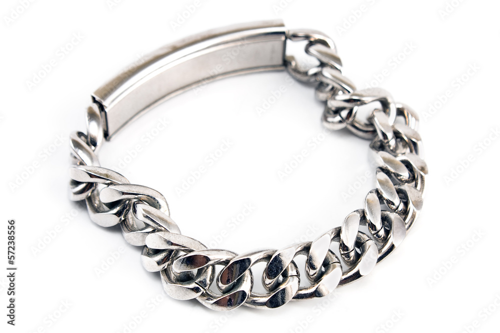 Obraz premium Silver bracelet isolated on white