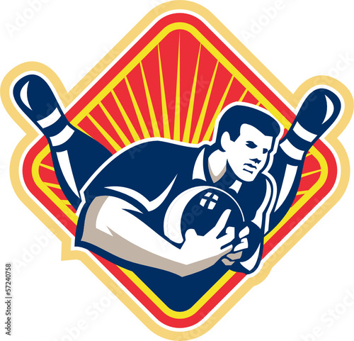 Bowler Pose Bowling Ball Pins Retro