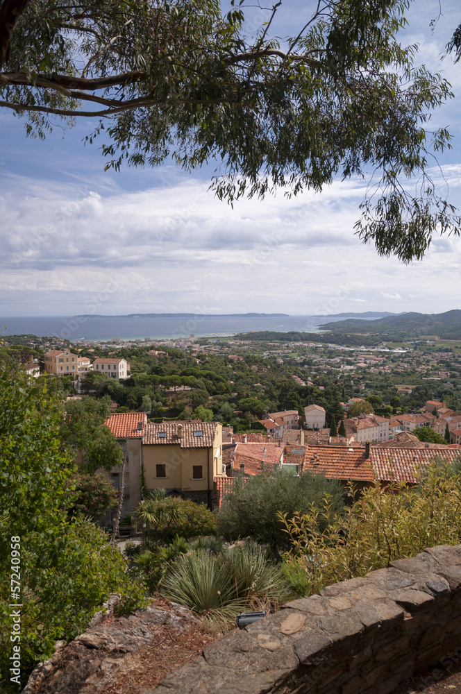 Panoramic view from castle vertical at Bormes les mimosas