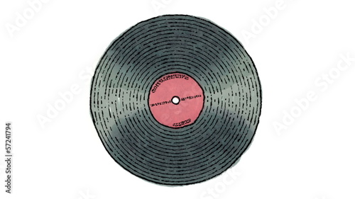 Hand drawn animation of a vinyl record spinning + alpha matte