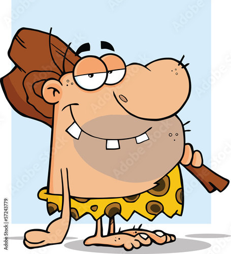 Smiling Caveman Character With Club