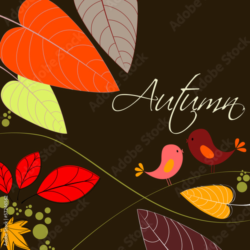 Cute autumn bird illustration