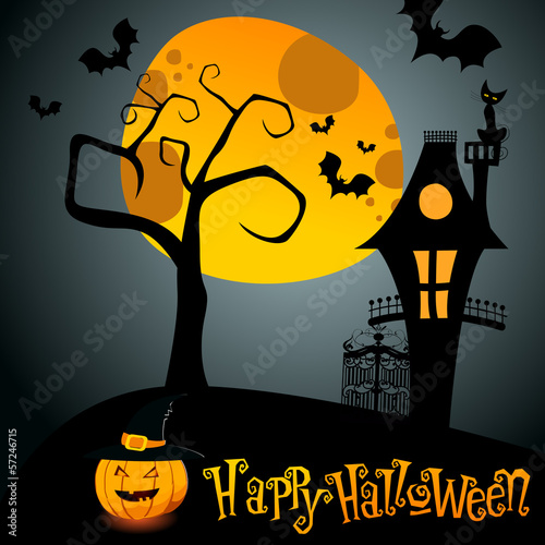 Halloween illustration with Jack O Lantern