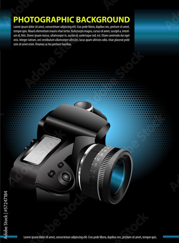 Vector photographic background with the camera in the blue glow