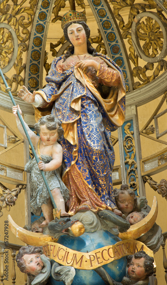 Leuven - Baroque carved Madonna in St. Michaels church