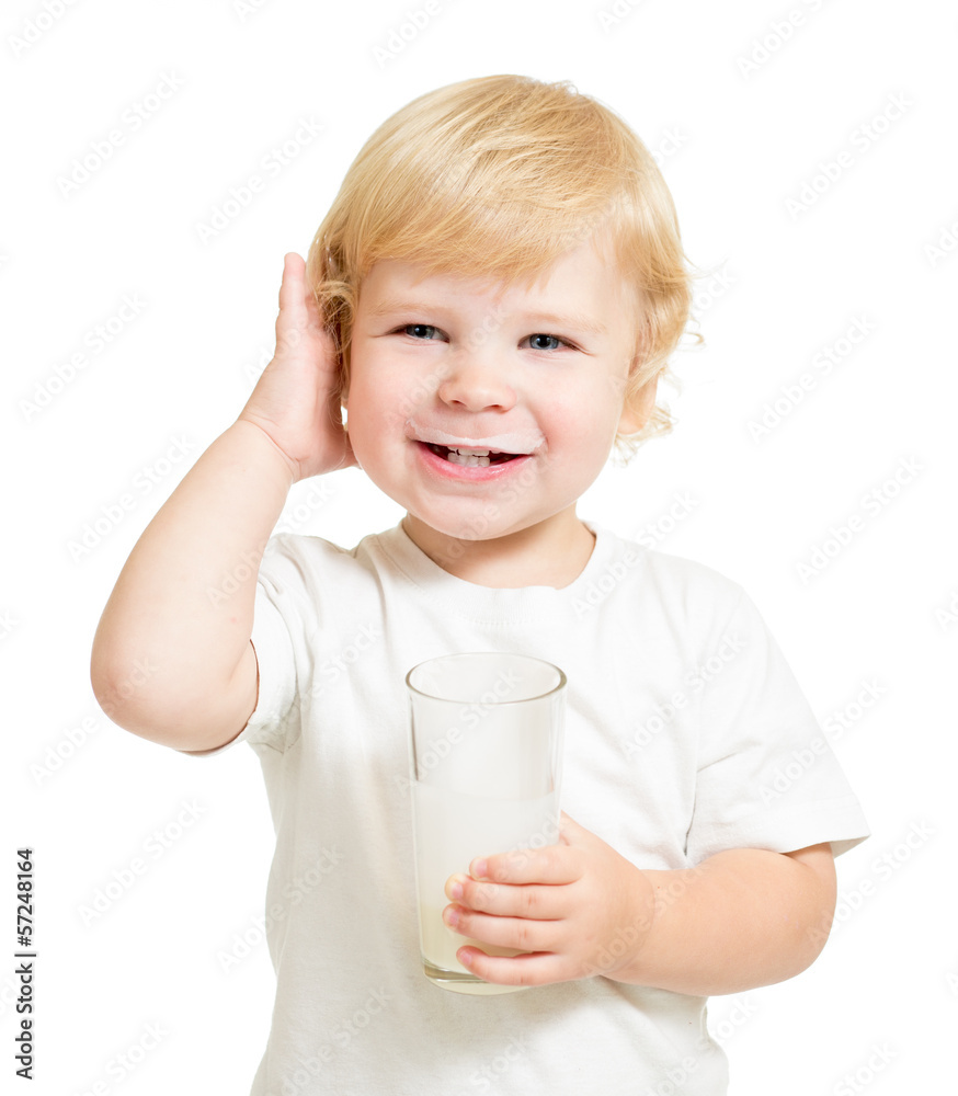 kid drinking dairy product from glass isolated on white kid drinking dairy product from glass isolated on white