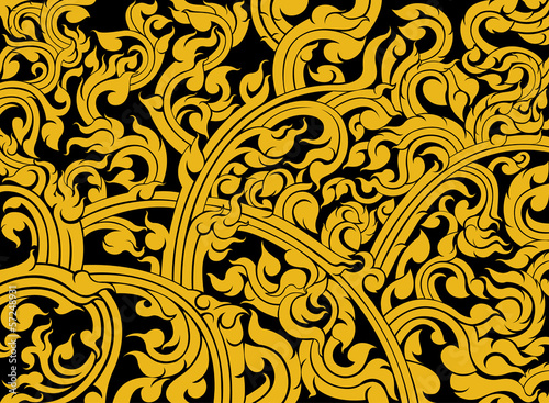 Thai art pattern on a black background