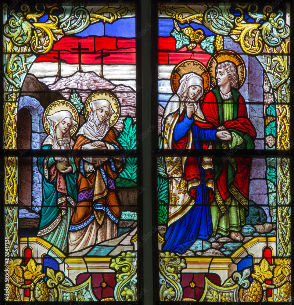 Mechelen - Women at tomb of Jesus scene in cathedral