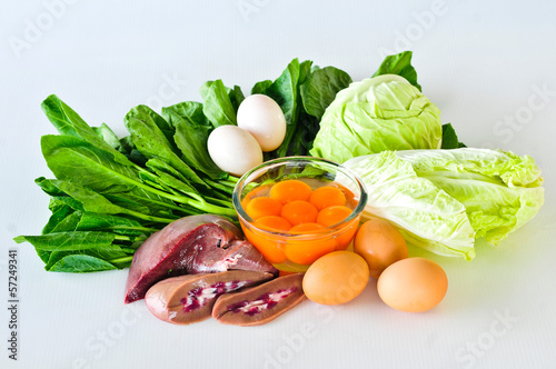 Group of foods with Vitamin B5(PANTOTHENIC ACID) isolated on whi photo
