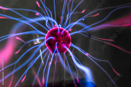 Plasma ball  with magenta-blue photo