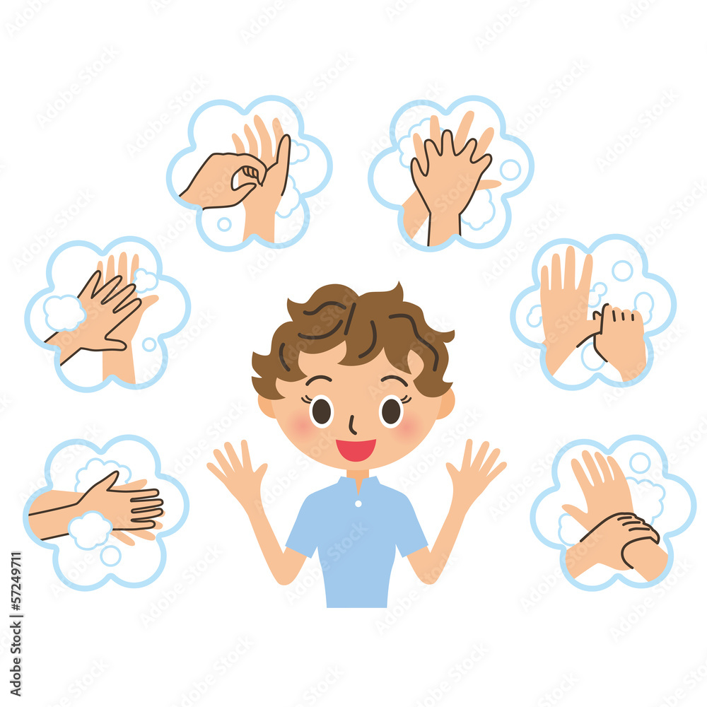 手洗いを説明している女性