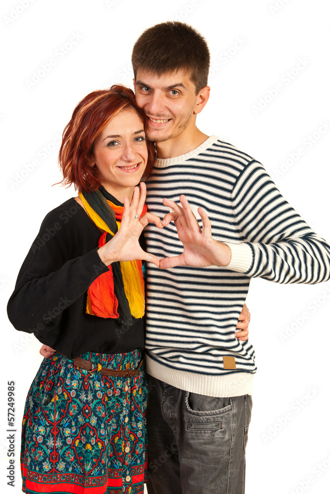 Happy couple with heart shape