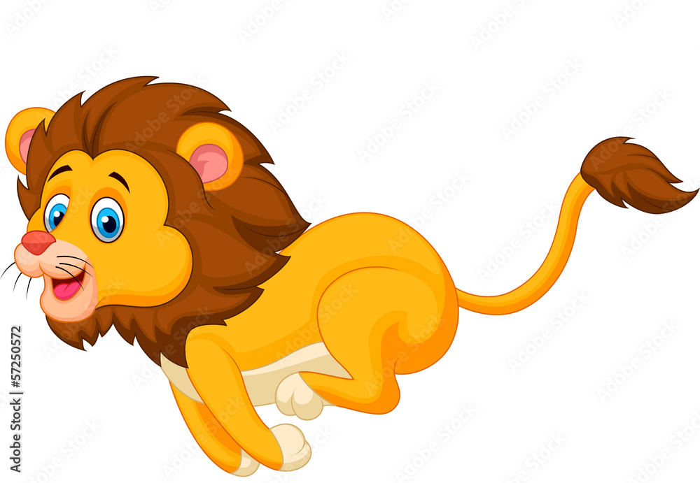 Fototapeta premium Cute lion cartoon running
