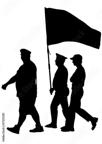 March with flags