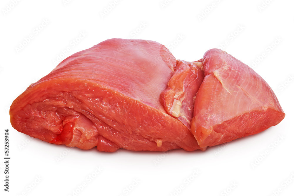 Fresh, raw meat, isolated on white background.