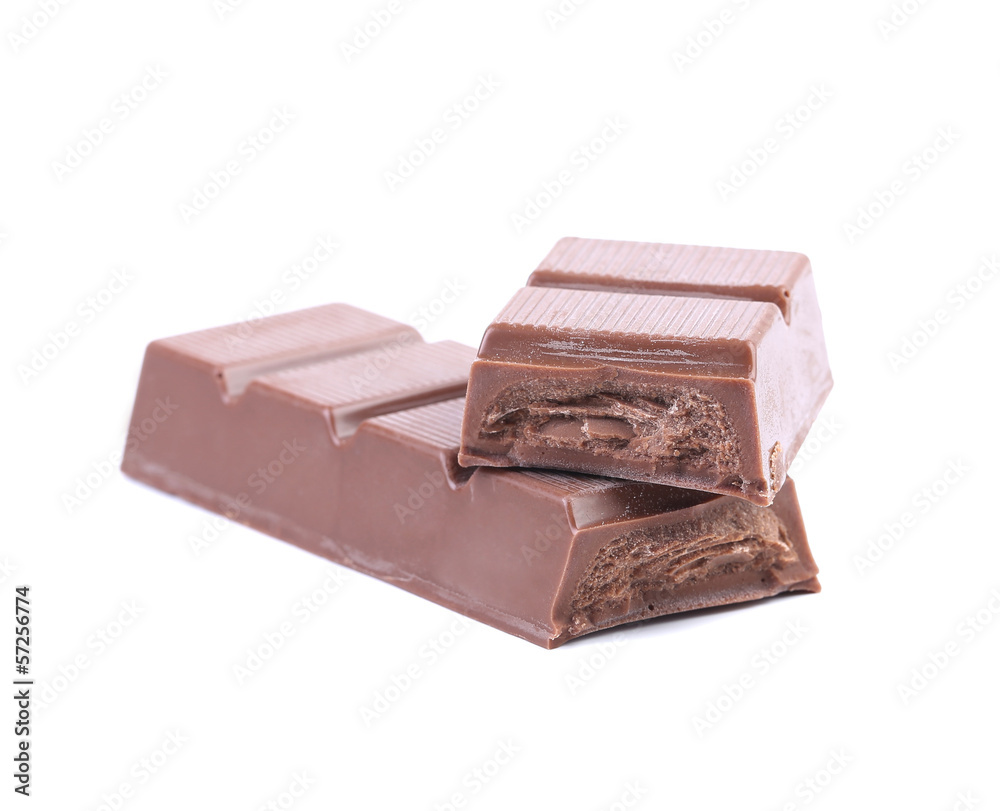 Dark chocolate bar with sweet creamy filling. Dark chocolate bar with sweet creamy filling.