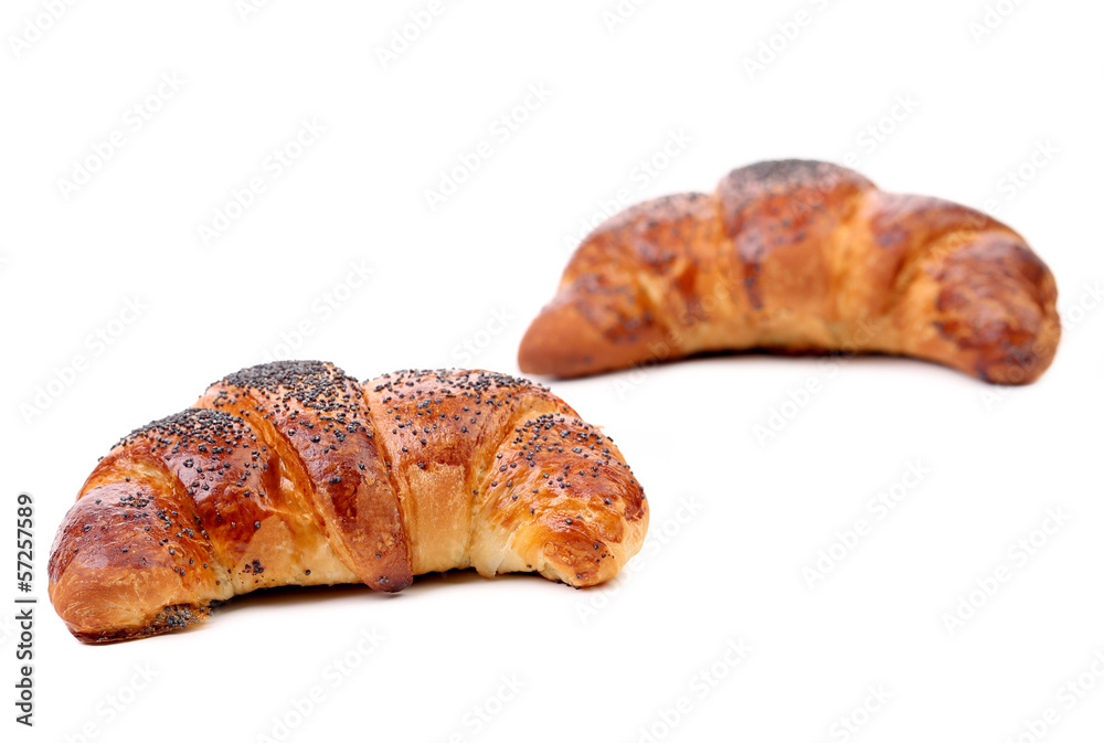 Appetizing croissant with poppy. Appetizing croissant with poppy.