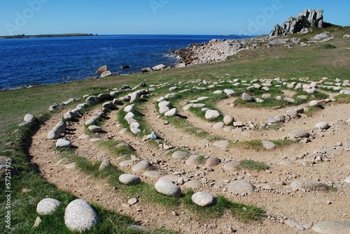Troy Town maze, St. Agnes, Isles of Scilly, UK photo