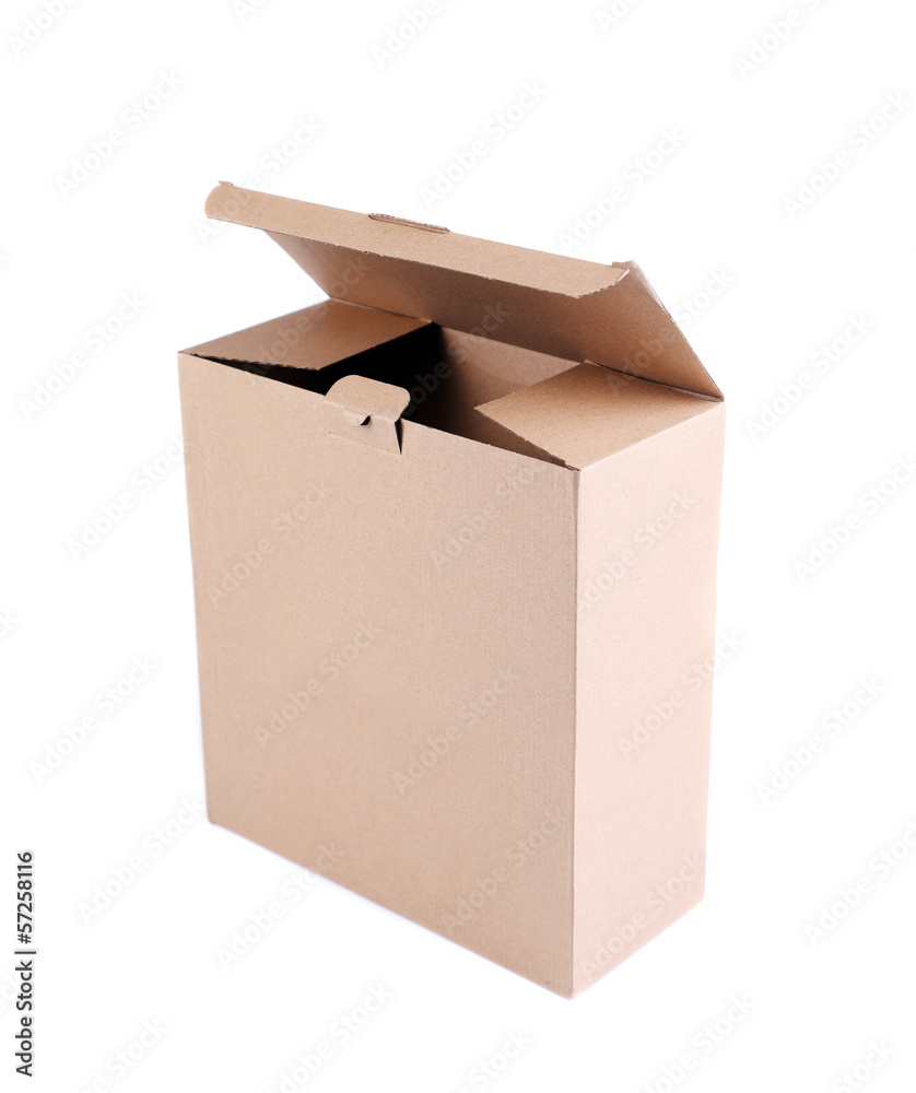 Opened empty cardboard box isolated Opened empty cardboard box isolated