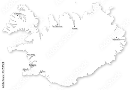 Simple vector map of Iceland with cities