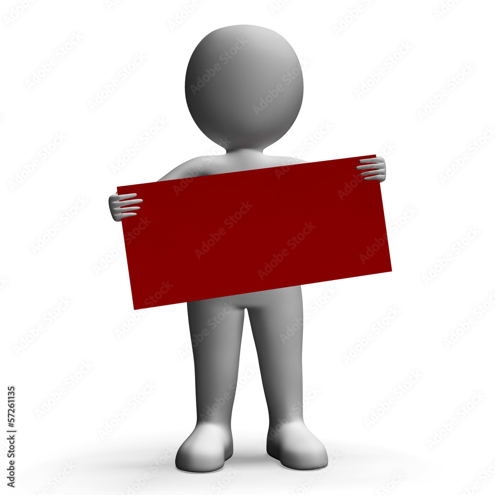 Message Board Held By Character Shows Greeting Message Board Held By Character Shows Greeting