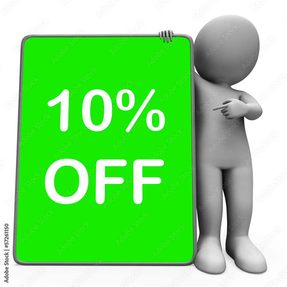 Ten Percent Off Tablet Means 10% Reduction Or Sale Online Ten Percent Off Tablet Means 10% Reduction Or Sale Online