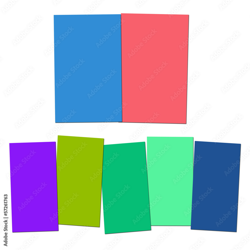 Two And Five Blank Paper Slips Show Copyspace For 2 Or 5 Letter