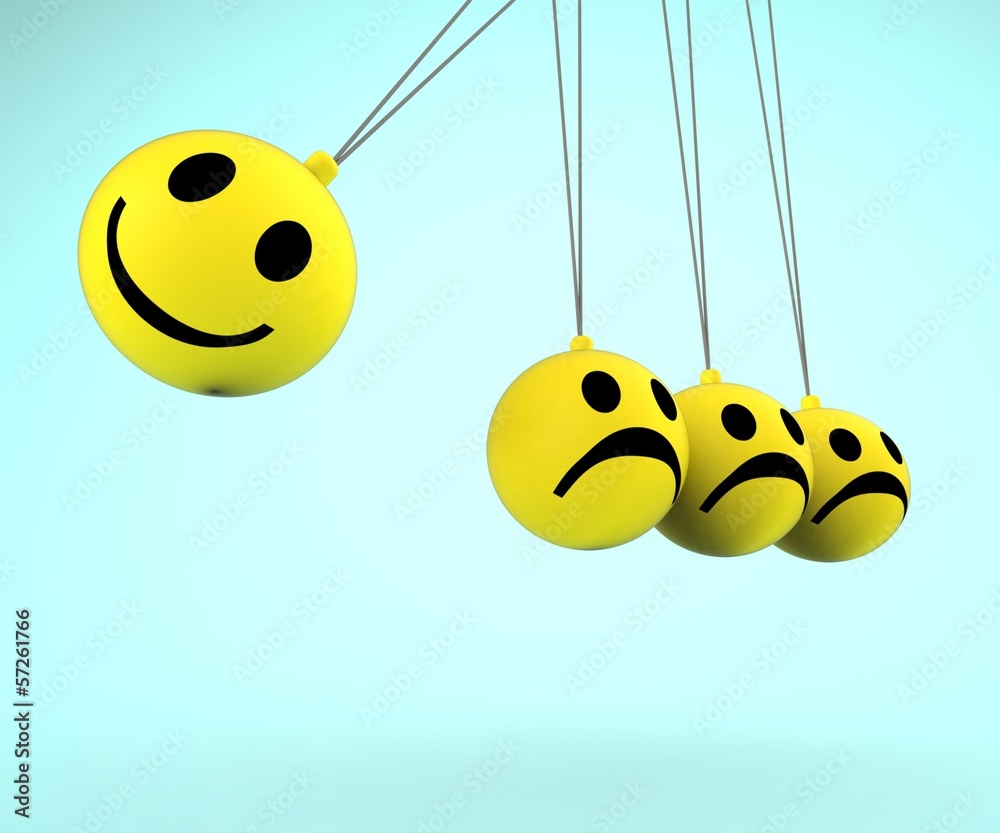 Naklejka premium Happy And Sad Smileys Showing Emotions
