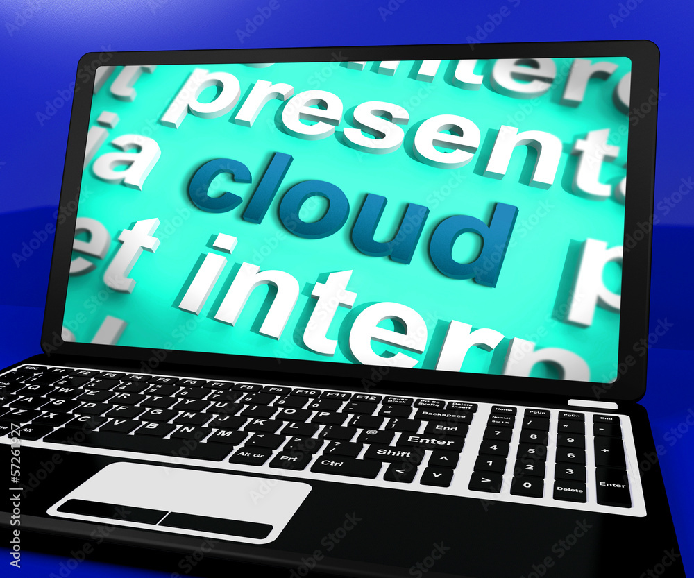 Cloud On Laptop Shows Network Computing Or Networking Services Cloud On Laptop Shows Network Computing Or Networking Services