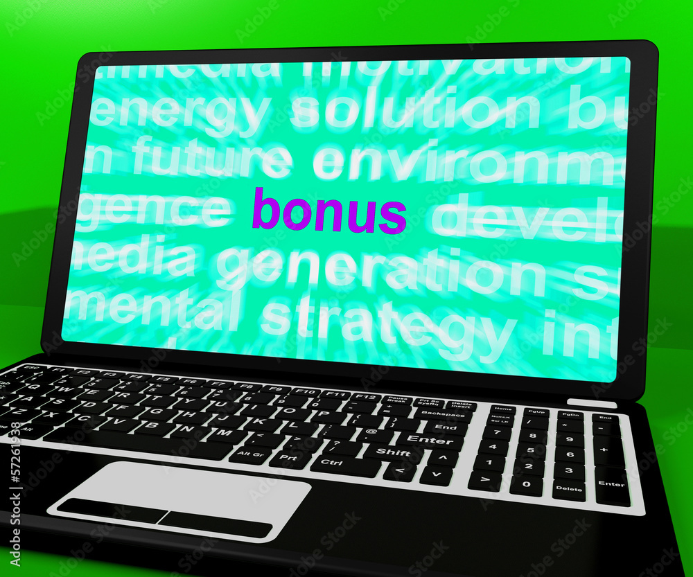 Bonus On Laptop Shows Rewards Prizes Or Perks Online Bonus On Laptop Shows Rewards Prizes Or Perks Online