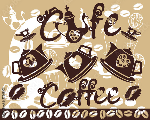 Coffee background with coffeepots