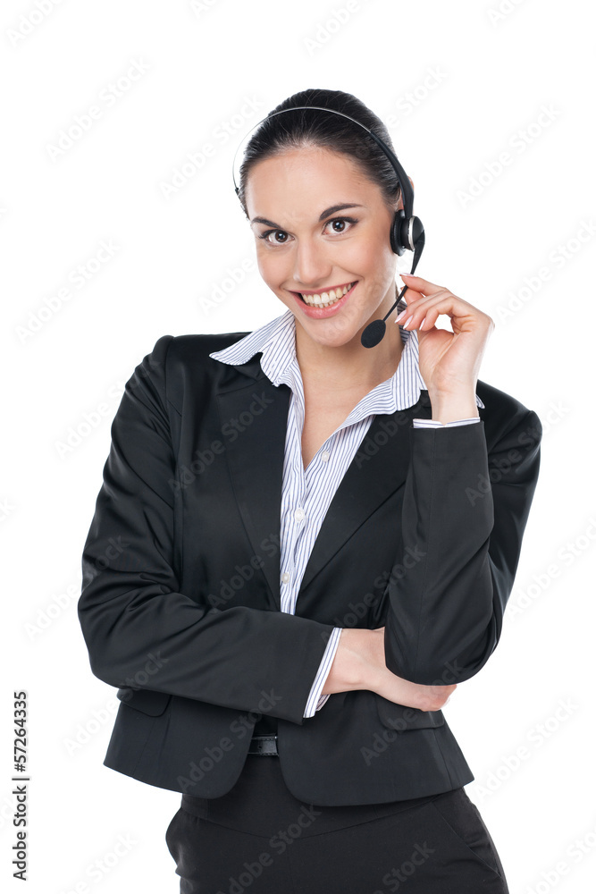 Call center operator with phone headset. Call center operator with phone headset.