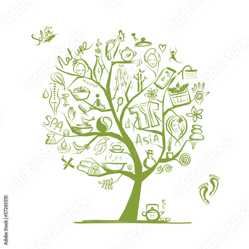 Massage and spa concept, art tree for your design